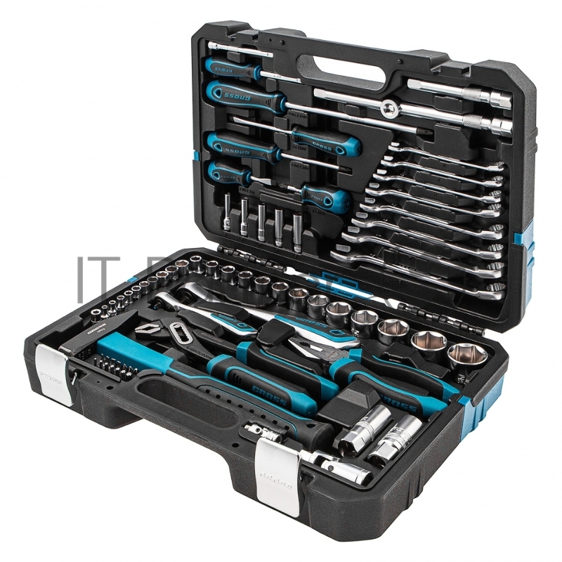 Набор инструментов 76 предметов, 120 зубьев, CrV1/4, 1/2// Gross