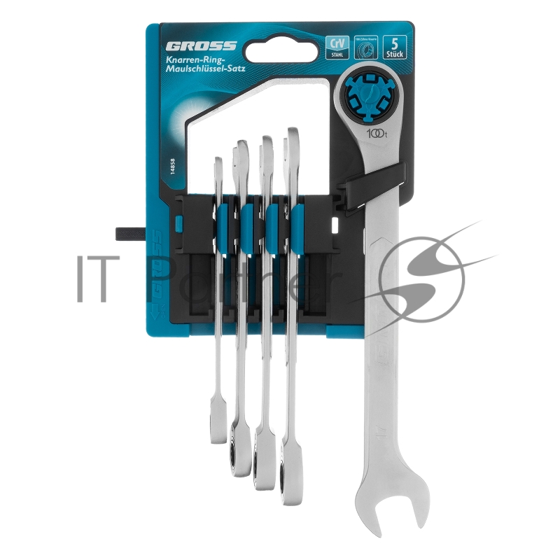 Набор ключей комбинированных трещоточных, СRV, 5 шт. 8- 17 мм// Gross