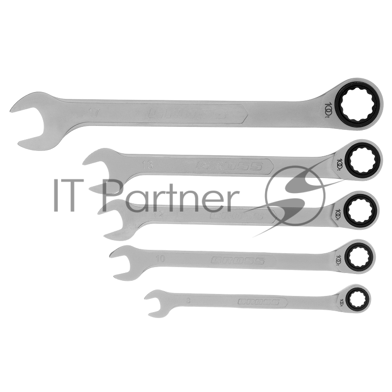 Набор ключей комбинированных трещоточных, СRV, 5 шт. 8- 17 мм// Gross