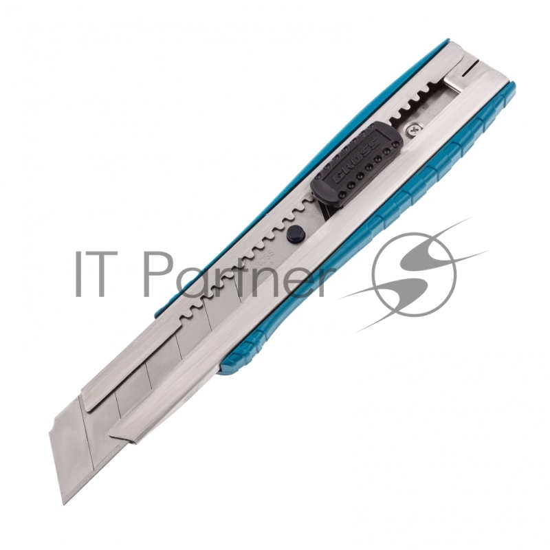 Нож 195 мм, метал.корпус, выдв. сегм. лезвие 25 мм (SK-5), метал. напр-щая, клипса для ремня// Gross