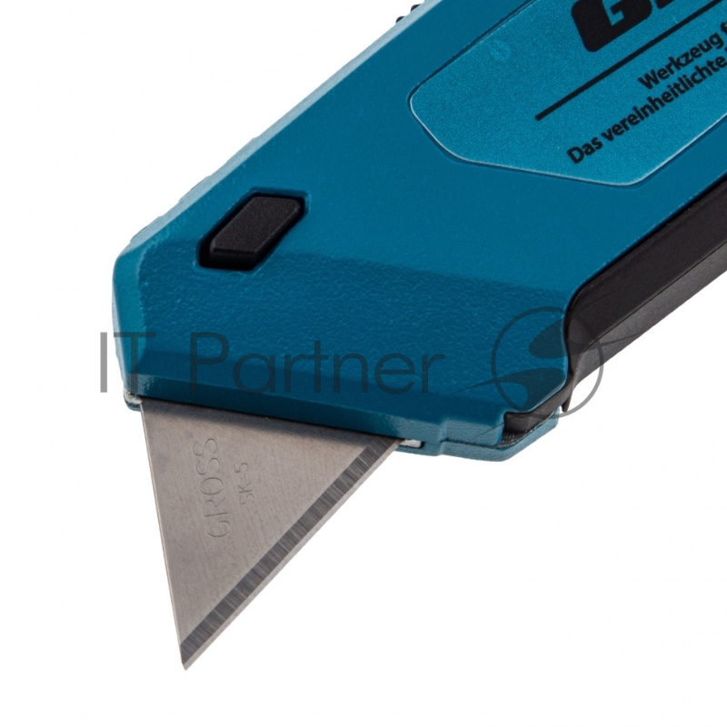 Нож 130 мм, алюм. корпус, выдв. трапец. лезвие 18 мм (SK-5), клипса для ремня, 4 лезвия// Gross