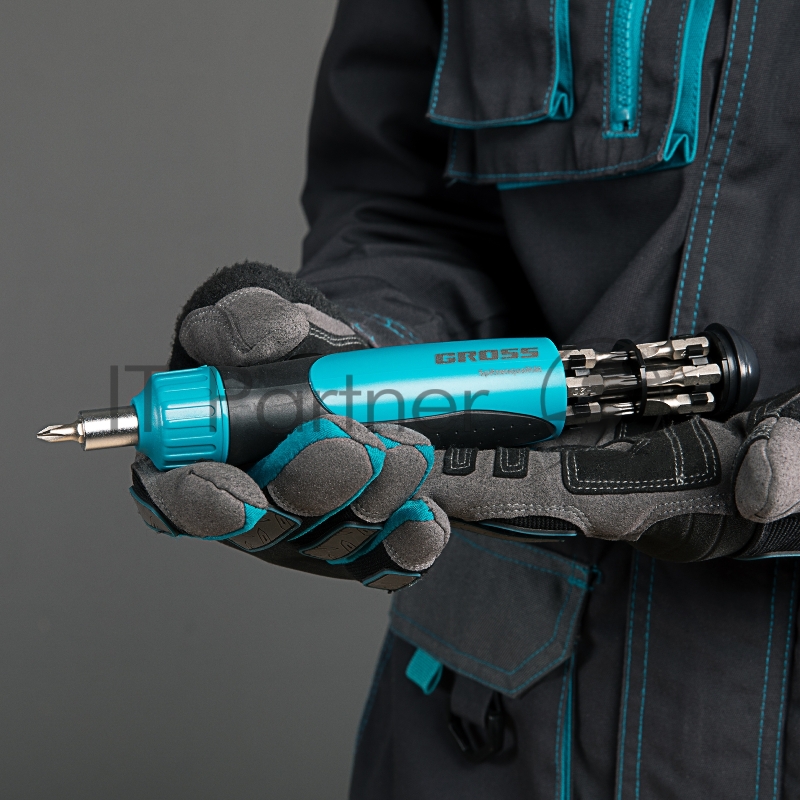 Отвертка реверсивная, механизм SmartPush, 12 шт., S2// Gross