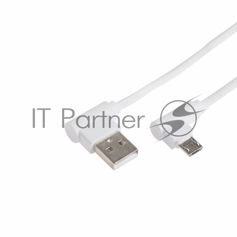 USB кабель microUSB, шнур «soft touch» 1 м, белый (угловые разьемы)
