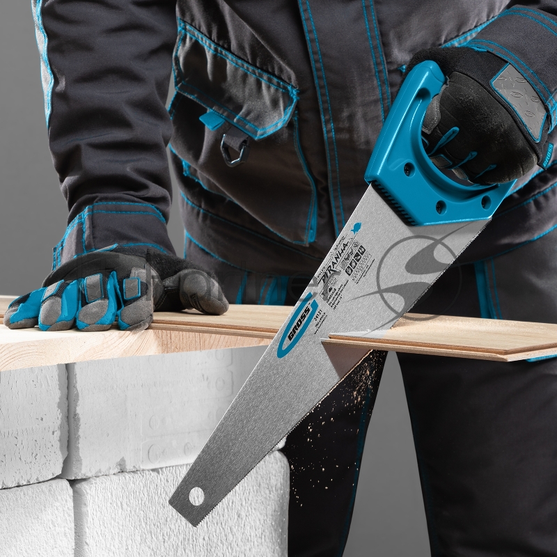 Ножовка для работы с ламинатом PIRANHA,360 мм,15-16 TPI,зуб-2D,каленый зуб,пласт.рук-ка// Gross