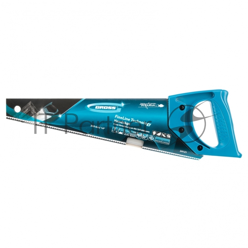 Ножовка для работы с ламинатом PIRANHA,360 мм,15-16 TPI,зуб-2D,каленый зуб,пласт.рук-ка// Gross