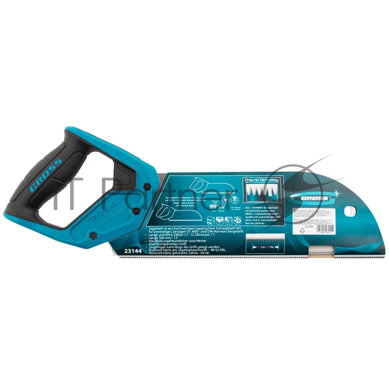 Пила для фанеры с запилом PIRANHA,300 мм/12,11-12 TPI,зуб 3D,каленый зуб,двухкомп.рукоятка// Gross