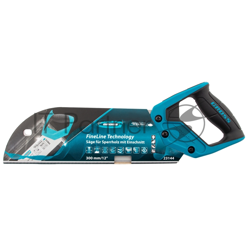 Пила для фанеры с запилом PIRANHA,300 мм/12,11-12 TPI,зуб 3D,каленый зуб,двухкомп.рукоятка// Gross