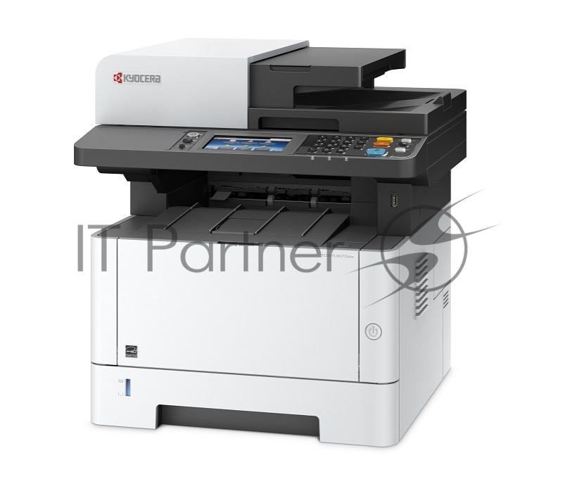 МФУ Kyocera Ecosys M2735dw лазерный принтер/сканер/копир/факс, A4, 35 стр/мин, 1200x1200 dpi, 512 Мб, ADF, дуплекс, подача: 350 лист., вывод: 150 лист., Post Script, Ethernet, USB, Wi-Fi, картридер, цв. ЖК-дисплей (замена M2530dn)
