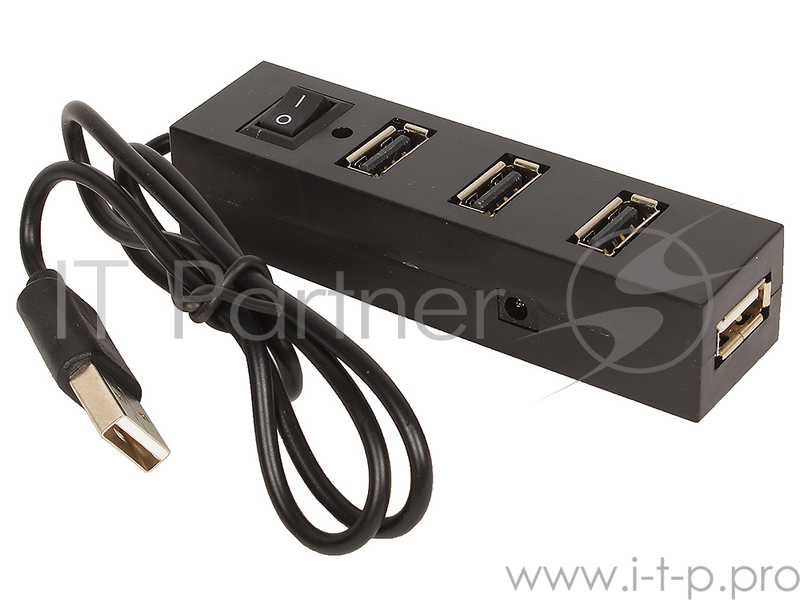 Концентратор USB 2.0 Orient TA-400, 4 Ports, 3xUSB сверху, 1xUSB с торца, выключатель, разъем доп.пи