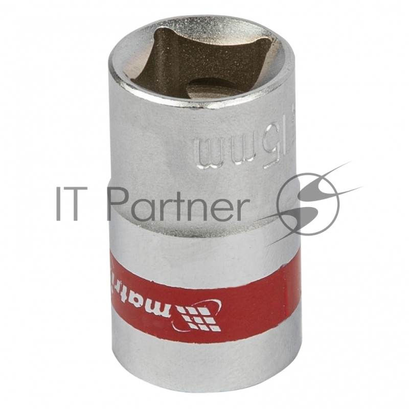 Головка торцевая, 15 мм, 12-гранная, CrV,под квадрат 1/2, хромированная// Matrix