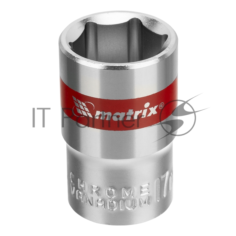 Головка торцевая, 17 мм, 6-гранная, CrV, под квадрат 1/2, хромированная// Matrix