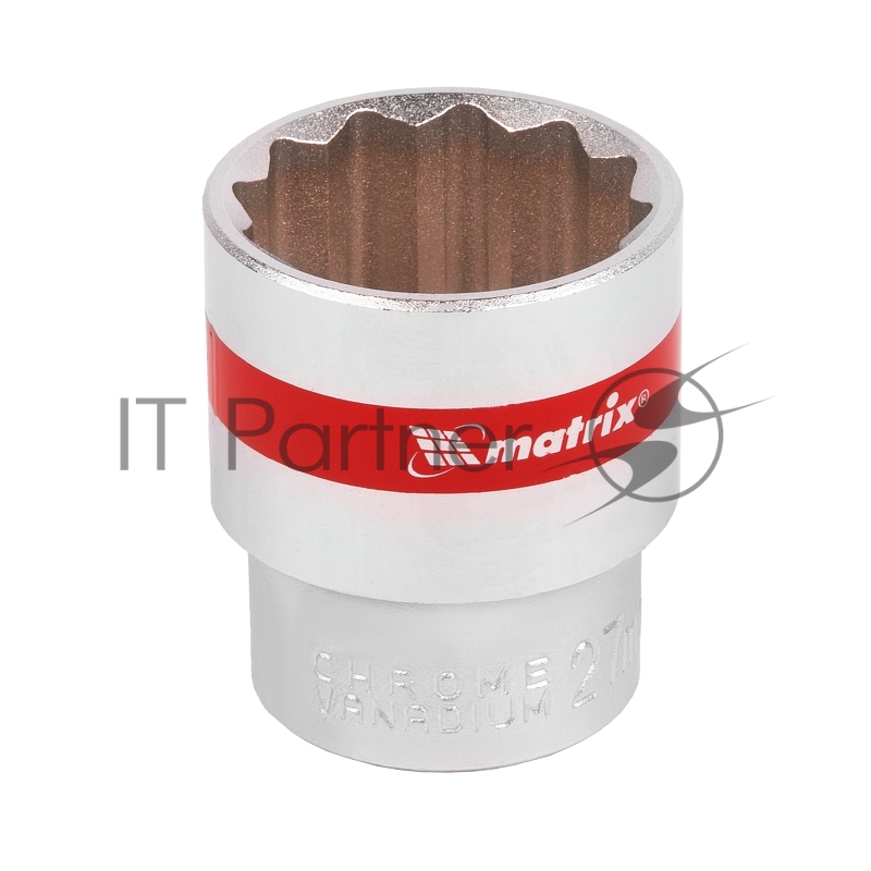 Головка торцевая, 27 мм, 12-гранная, CrV, под квадрат 1/2, хромированная// Matrix