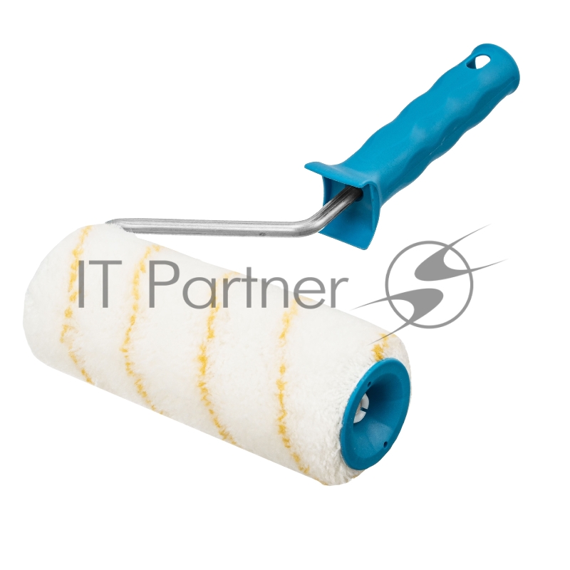 Валик в сборе ПОЛИАКРИЛ желтая полоса, 180 мм, ворс 12 мм, D 48 мм, D ручки 8 мм// Matrix