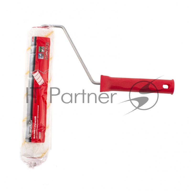 Валик в сборе ПОЛИАКРИЛ желтая полоса, 250 мм, ворс 12 мм, D 36 мм, D ручки 6 мм// Matrix