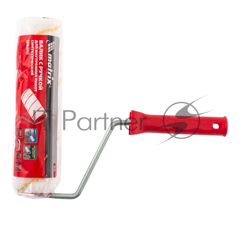 Валик в сборе ПОЛИАКРИЛ желтая полоса, 250 мм, ворс 12 мм, D 48 мм, D ручки 8 мм// Matrix