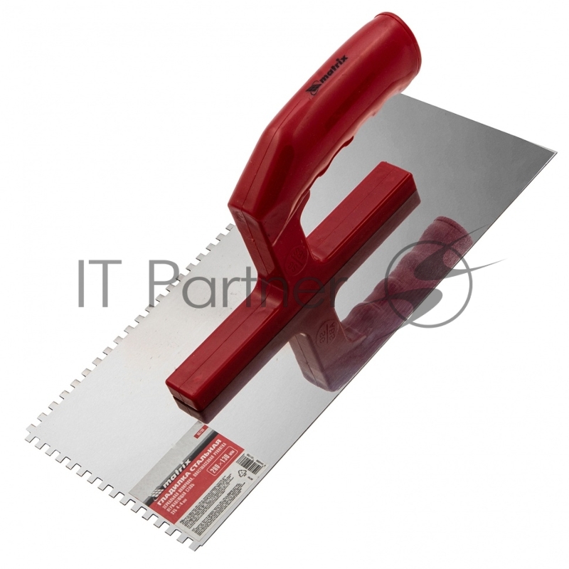 Гладилка из нерж.стали, 280 х 130 мм, зеркальная полировка, пластмас. ручка, зуб 4 х 4 мм// Matrix