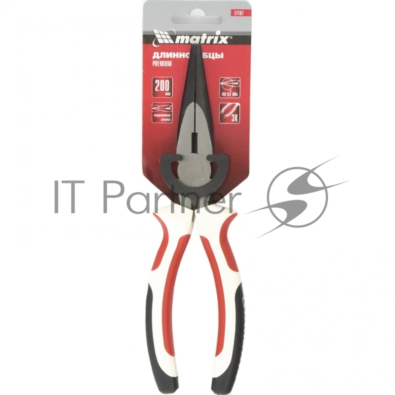 Длинногубцы Premium, 200 мм, прямые, трехкомпонентные рукоятки// Matrix