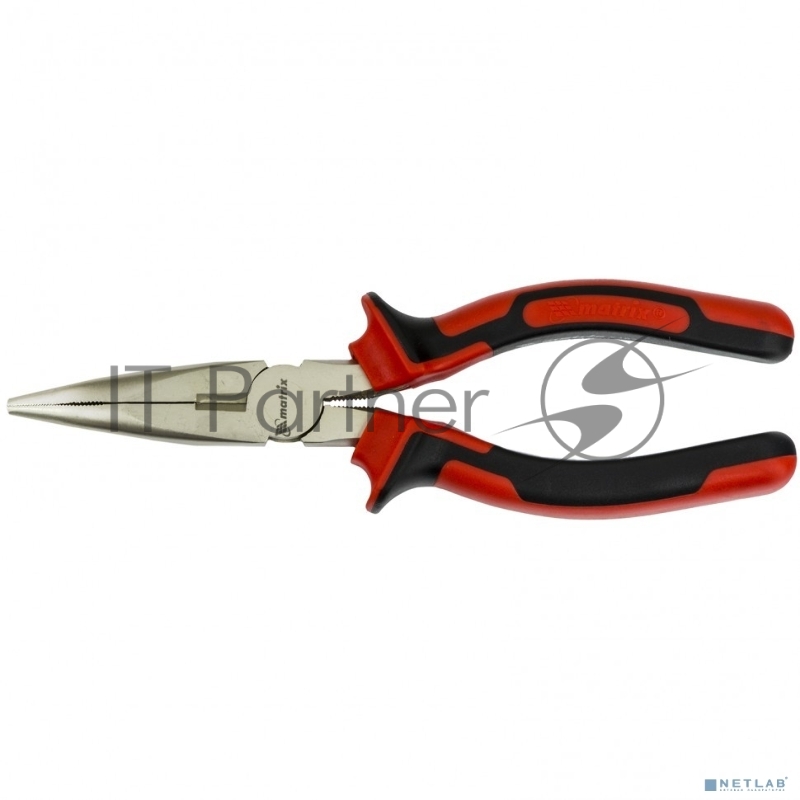 Длинногубцы NICKEL, 180 мм, изогнутые никелированные, двухкомпонентные рукоятки// Matrix