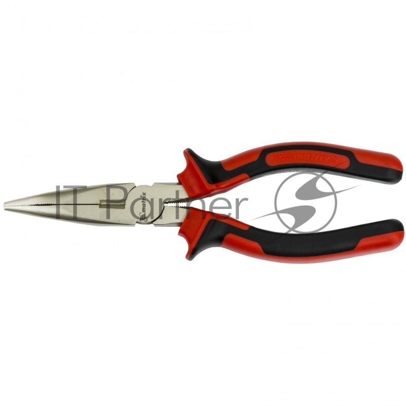 Длинногубцы NICKEL, 180 мм, изогнутые никелированные, двухкомпонентные рукоятки// Matrix