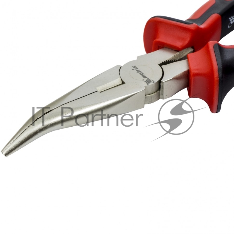 Длинногубцы NICKEL, 180 мм, изогнутые никелированные, двухкомпонентные рукоятки// Matrix