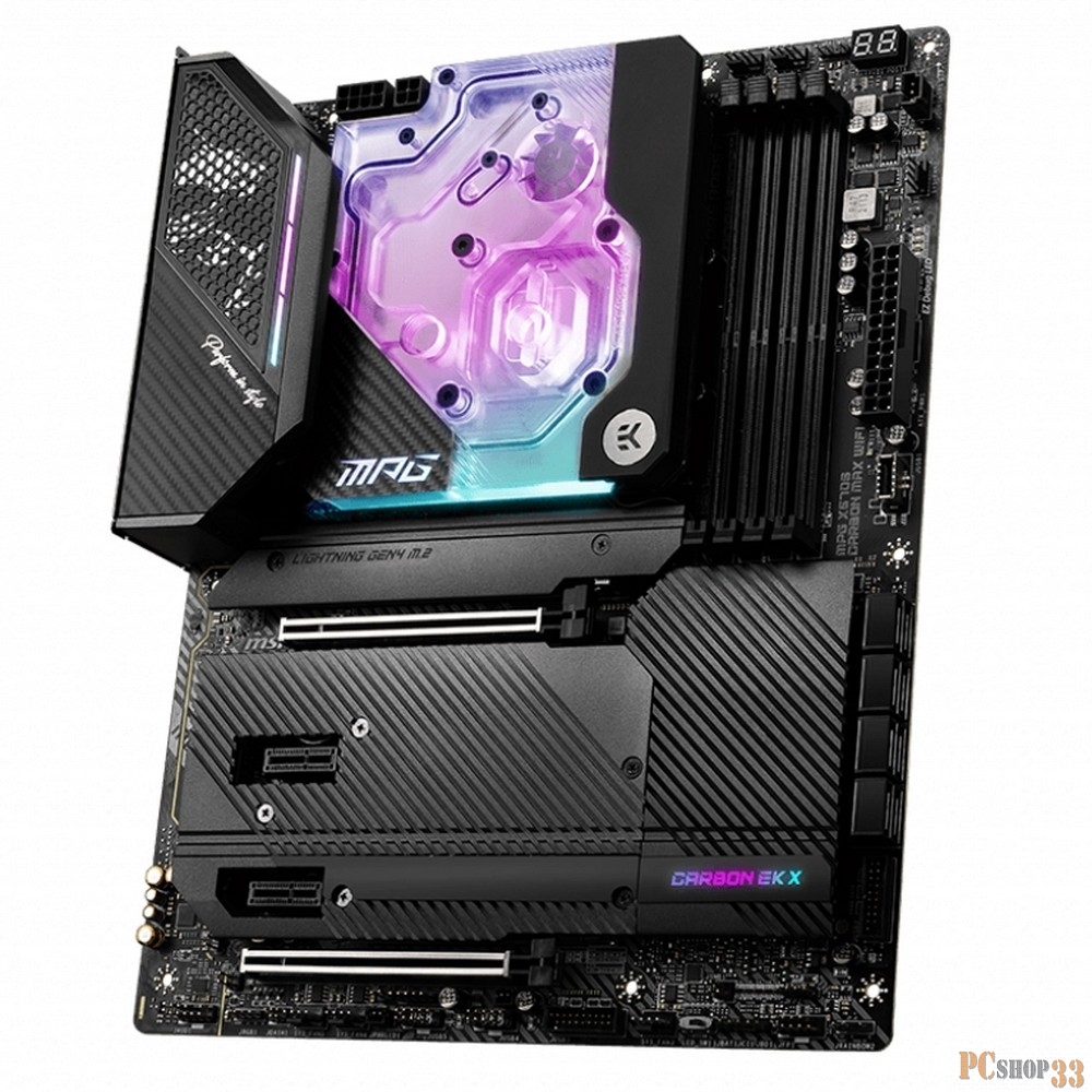 Материнская плата MSI MPG X570S CARBON EK X ATX, X570, AM4, 4xDDR4, 2xPCI-Ex16, 2xPCI-Ex1, 4xM.2, 8xSATA3, 5xUSB 3.2 Gen2, 6xUSB 2.0 (879136)