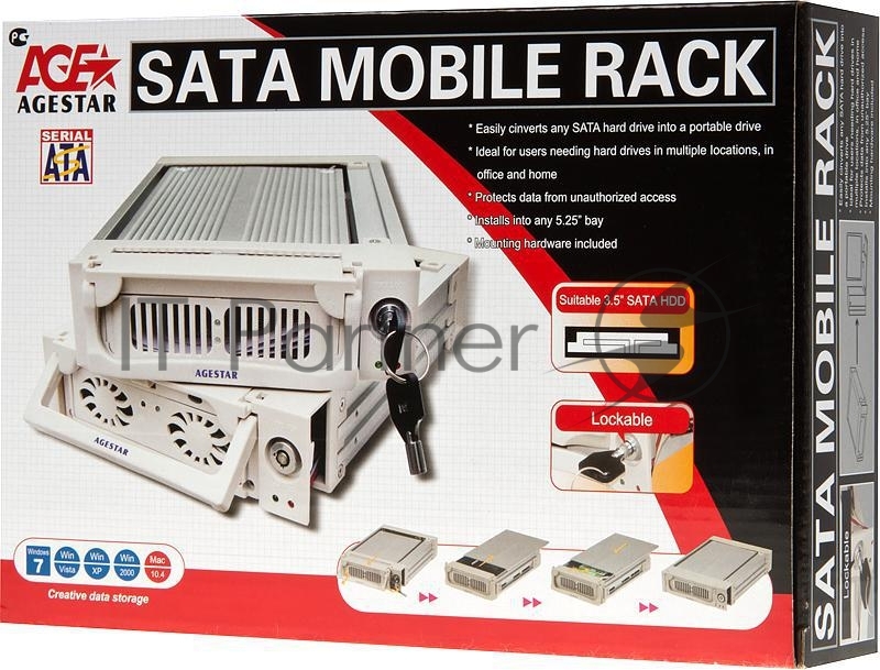 Сменный бокс для HDD AgeStar AMR1- SATA(K)-1F SATA алюминий черный 3.5