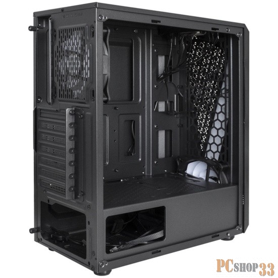 Корпус Miditower ExeGate EVO-8225-NPX700 (ATX, БП 700NPX с вент. 12см, 2*USB+1*USB3.0, черный, 2 вент. с RGB подсветкой и полоса на передней панели, боковая панель - закаленное стекло)