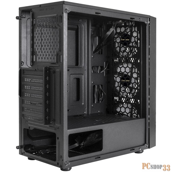 Корпус Miditower ExeGate EVO-8243-NPX500 (ATX, БП 500NPX с вент 12 см, 2*USB+1*USB3.0, черный, 3 вент. с RGB подсветкой, боковая панель - закаленное стекло)