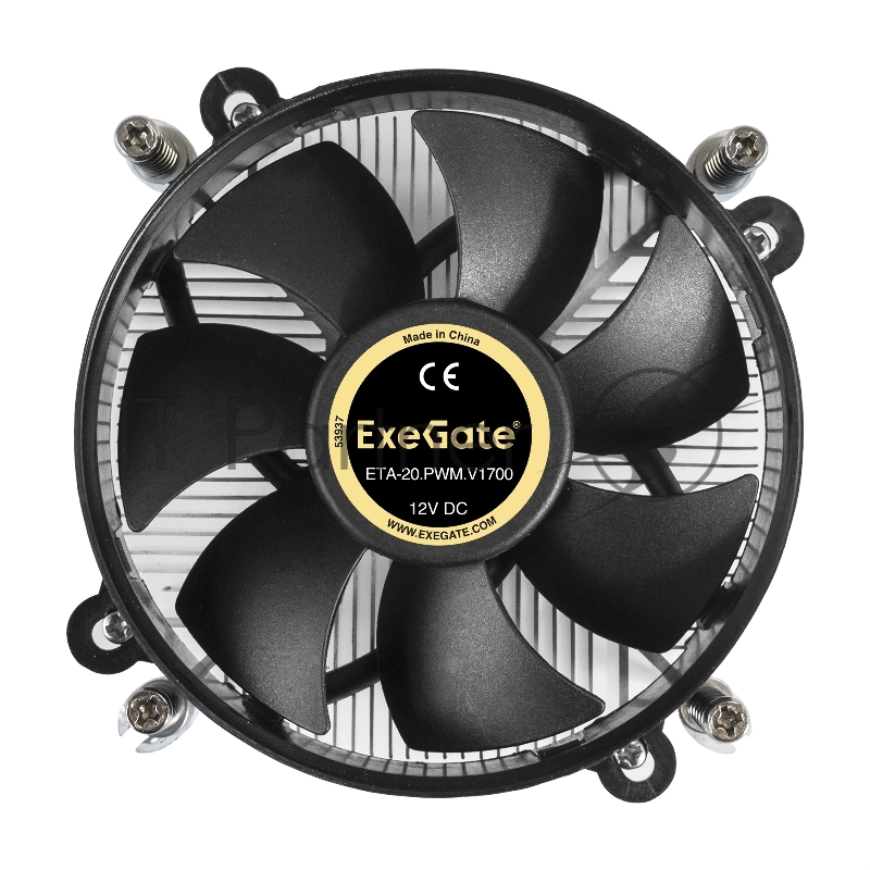 Кулер ExeGate ETA-20.PWM.V1700 (Al, LGA1700/1150/1151/1155/1156/12 TDP 90W, Fan 95mm, PWM 900-2400RPM, Hydro bearing, 4pin, 11-24db, 345г, с термопастой, на винтах, Color Box)