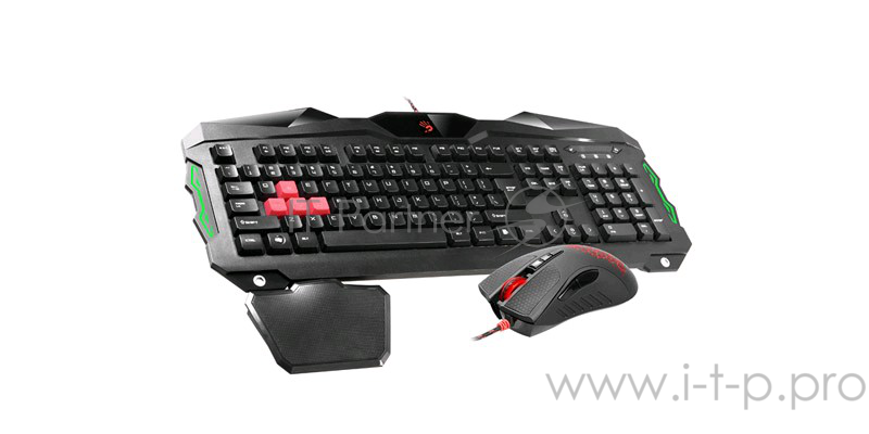 Клавиатура + мышь A4 Bloody Q2100/B2100 клав:черный мышь:черный USB LED