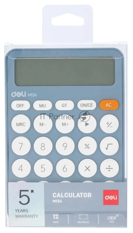 Калькулятор настольный Deli EM124BLUE синий 12-разр.