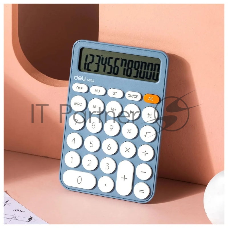 Калькулятор настольный Deli EM124BLUE синий 12-разр.