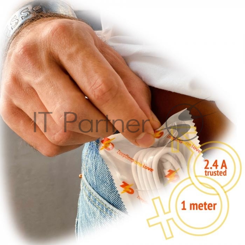 Кабель для iPhone (Lightning) ZeepDeep OneLove 2.4A FastCharging, 1m, white