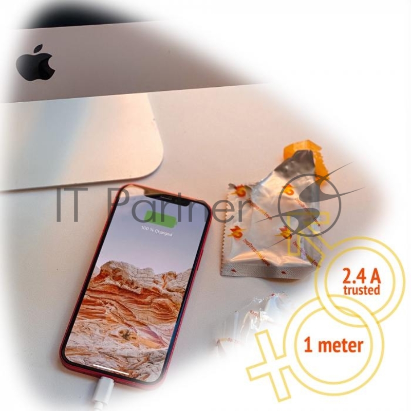 Кабель для iPhone (Lightning) ZeepDeep OneLove 2.4A FastCharging, 1m, white