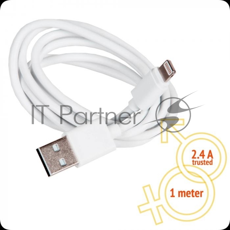 Кабель для iPhone (Lightning) ZeepDeep OneLove 2.4A FastCharging, 1m, white