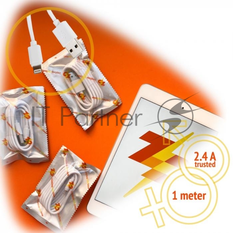 Кабель для iPhone (Lightning) ZeepDeep OneLove 2.4A FastCharging, 1m, white