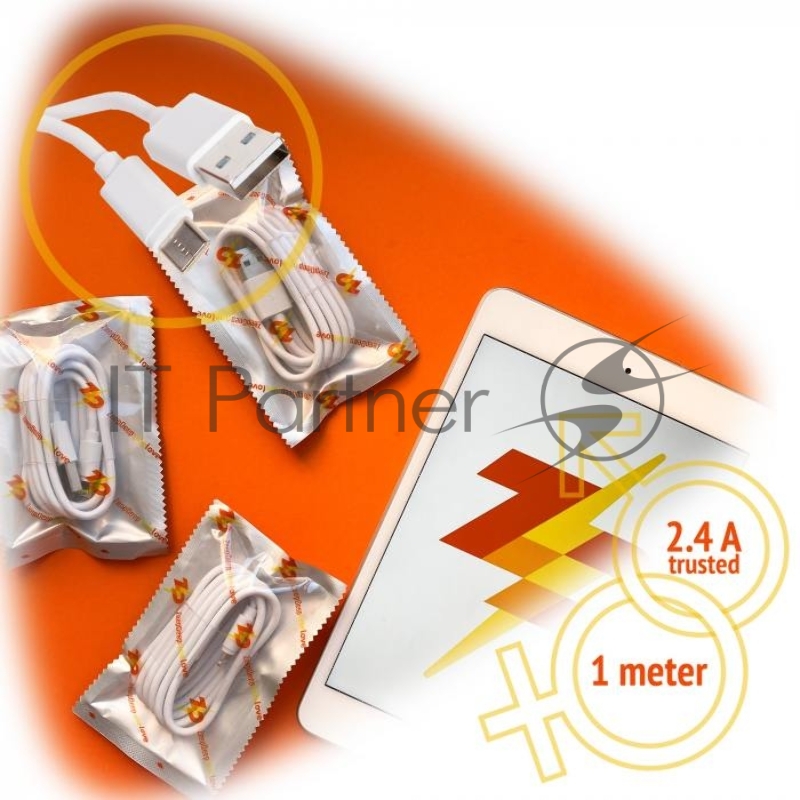 Кабель Type-c ZeepDeep OneLove 2.4A FastCharging, 1m, white