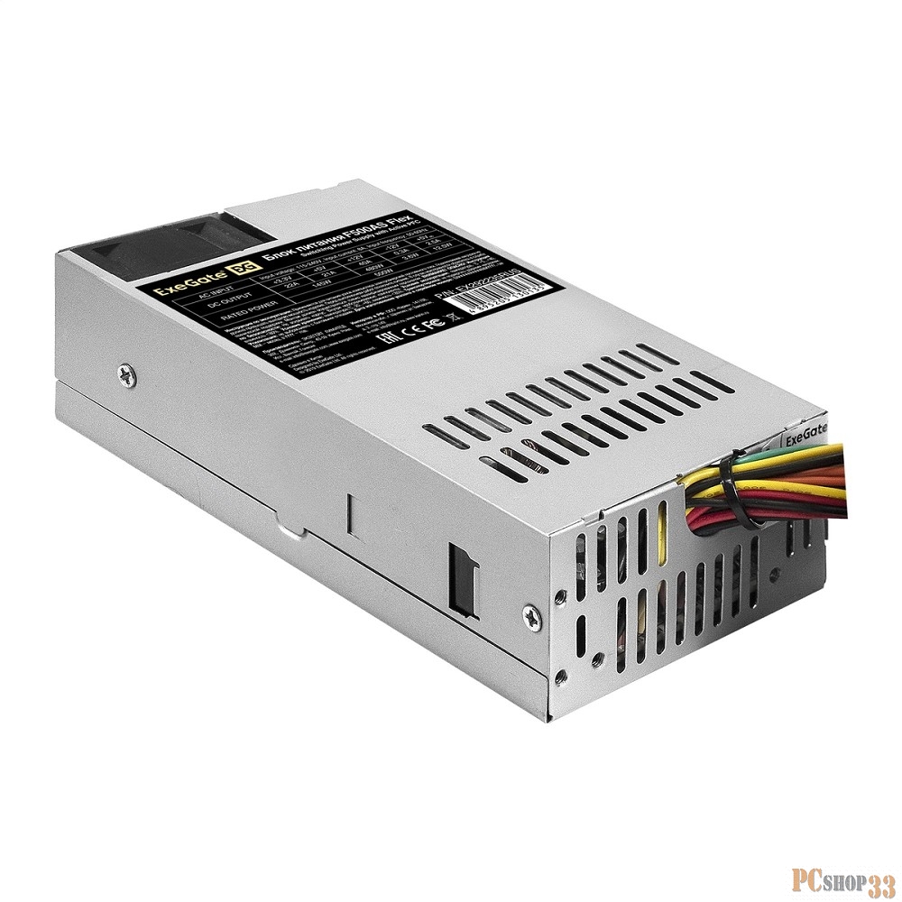 Блок питания 500W ExeGate F500AS (Flex ATX, for ITX case, APFC, КПД 80% (80 PLUS), 4cm fan, 24pin, 4+4pin, 3xSATA, 2xIDE)