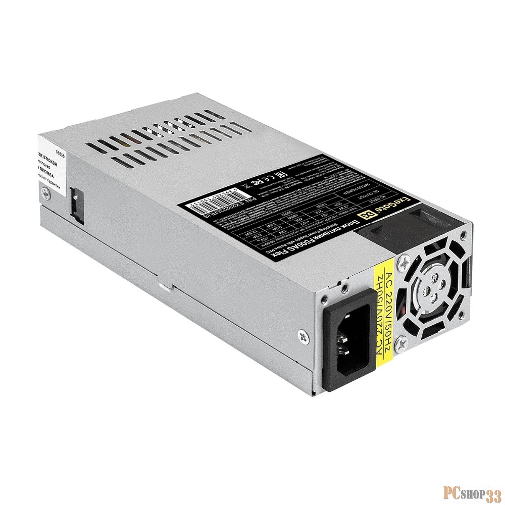 Блок питания 500W ExeGate F500AS (Flex ATX, for ITX case, APFC, КПД 80% (80 PLUS), 4cm fan, 24pin, 4+4pin, 3xSATA, 2xIDE)