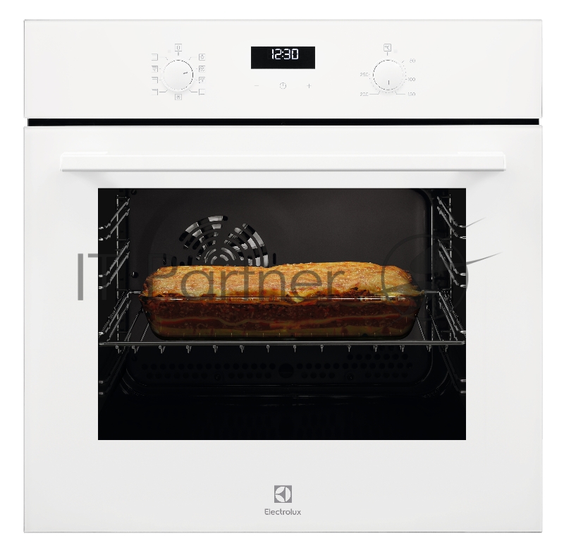 Встраиваемый духовой шкаф Electrolux встраиваемый духовой шкаф, 60 см, электрический с конвекцией, объем 57 л, утапливаемые переключатели, 8 режимов, очистка каталитическая, направляющие проволочные + телескопические (1 уровень), белый