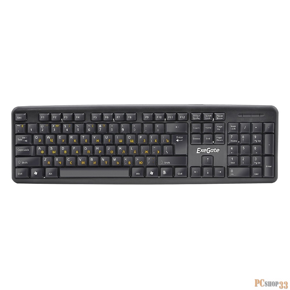 Клавиатура ExeGate LY-331 (USB, полноразмерная, влагозащищенная, 104кл., Enter большой, длина кабеля 1,5м, черная, RTL)