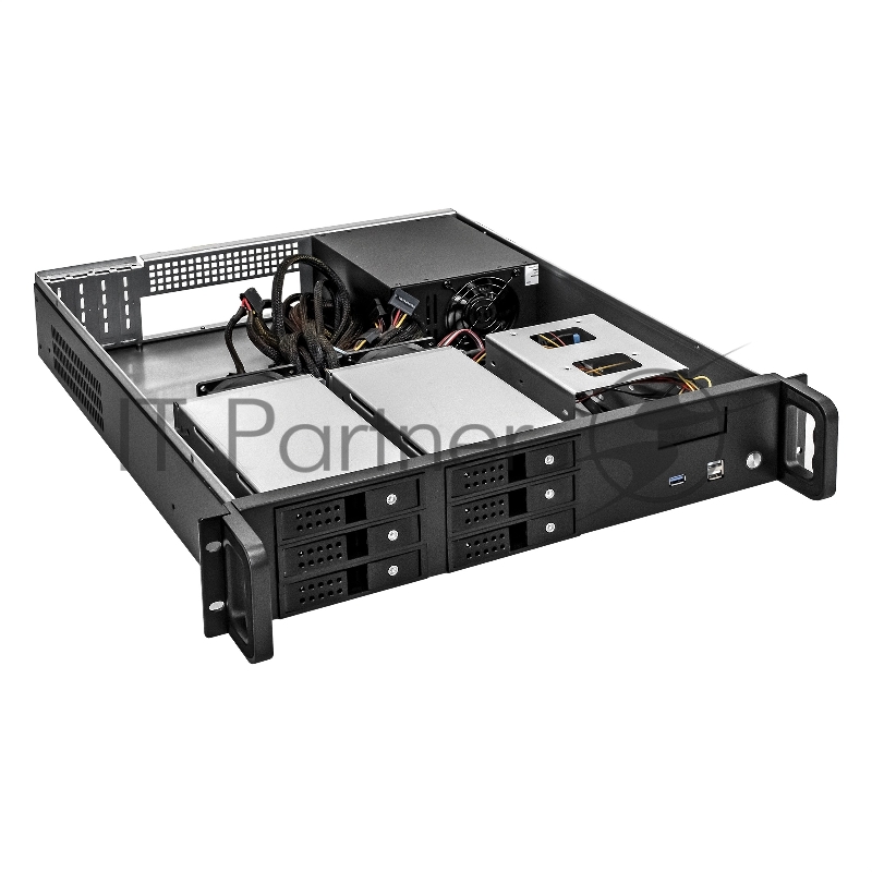 Серверный корпус ExeGate Pro 2U480-HS06 <RM 19, высота 2U, глубина 480, БП 1000ADS, 6xHotSwap, USB>