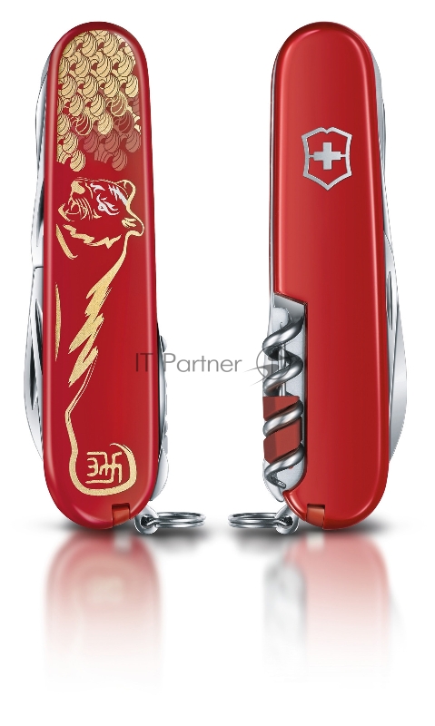 Нож перочинный Victorinox Huntsman Year of the Tiger (1.3714.E11) 91мм 16функц. красный/золотистый подар.коробка