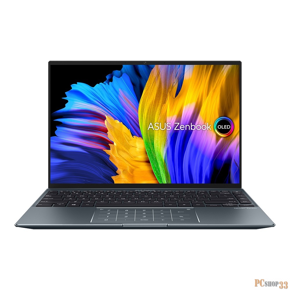 Ноутбук ASUS UX5401EA-KN146W Touch +Sleeve+cable 14(2880x1800 OLED 16:10)/Touch/Intel Core i5 1135G7(2.4Ghz)/8192Mb/512PCISS Iris Xe Graphics/Cam/BT/WiFi/war 1y/1.4kg/Pine Grey/W11 + Support NumberPad