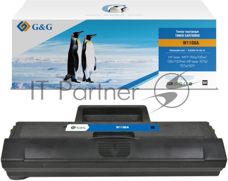 Картридж лазерный G&G GG-W1106A черный (1000стр.) для HP Laser 107a/107r/107w/135a MFP/135r MFP/135w MFP/137fnw MFP