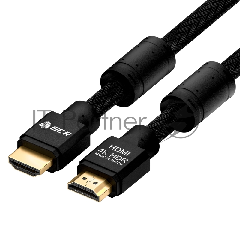 Кабель GCR 10.0m HDMI версия 2.0, HDR 4:2:0, Ultra HD, 4K 60 fps 60Hz/5K*30Hz, 3D, AUDIO, 18.0 Гбит/с, 28/28 AWG, OD7.8mm, тройной экран, черный нейлон, AL корпус черный, фер.кольца, GCR-53191 GCR Кабель 10.0m HDMI версия 2.0, HDR 4:2:0, Ultra HD, 4K