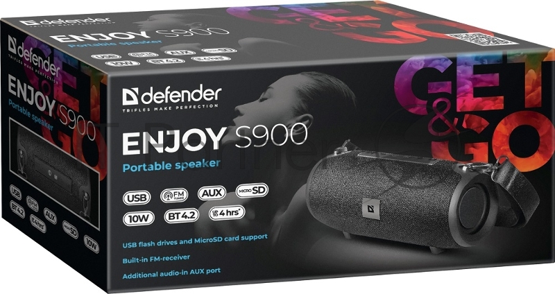 Акустическая система 1.0 ENJOY S900 BLACK BT/FM/TF/USB/ 65903 DEFENDER