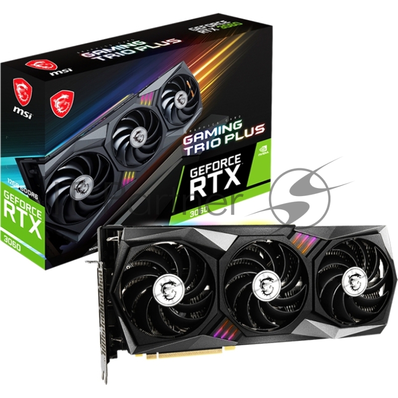 Видеокарта MSI PCI-E 4.0 RTX 3060 GAMING TRIO PLUS 12G NVIDIA GeForce RTX 3060 12288Mb 192 GDDR6 1837/15000 HDMIx1 DPx3 HDCP Ret