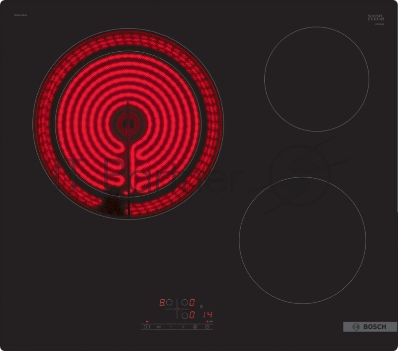 Электрическая варочная панель BOSCH PKK611BB2E 60 cm Черный, 3 зоны нагрева, Размеры прибора (мм), 45 x 592 x 522 mm