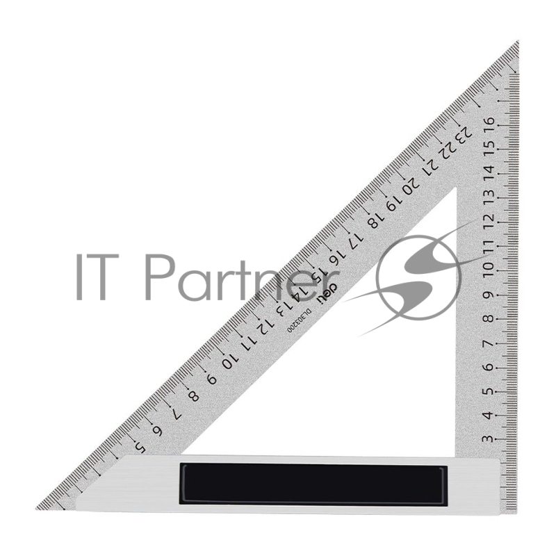 Треугольная линейка стальная Deli DL303200 200мм Нержавеющая сталь + алюминиевое основание